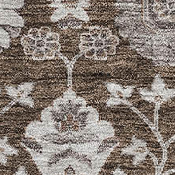 HomeRoots 9' X 12' Floral Area Rug in Chocolate Beige & Gray – Washable, Stain Resistant, UV Protected Design 687004