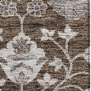 HomeRoots 10' X 14' Chocolate Beige and Gray Floral Area Rug - Washable, UV Protected, Durable & Elegant Design 687005