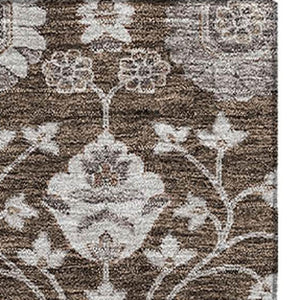 HomeRoots 10' X 14' Chocolate Beige and Gray Floral Area Rug - Washable, UV Protected, Durable & Elegant Design 687005