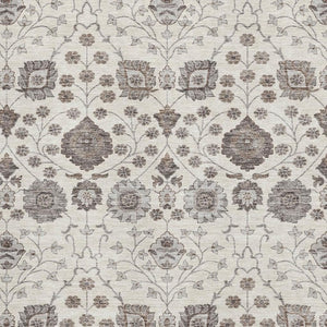 HomeRoots 5' X 8' Elegant Floral Area Rug in Ivory, Brown, and Gray - Washable, UV Protected & Durable Design 687007
