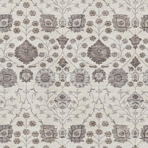 HomeRoots 8' X 10' Elegant Ivory Brown & Gray Floral Washable Area Rug with UV Protection for Durable Style 687009