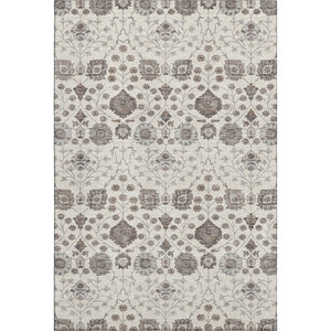 HomeRoots 9' X 12' Elegant Ivory Brown & Gray Floral Area Rug - Washable, UV-Protected, Kid & Pet Friendly! 687010