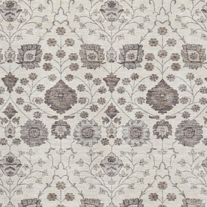 HomeRoots 9' X 12' Elegant Ivory Brown & Gray Floral Area Rug - Washable, UV-Protected, Kid & Pet Friendly! 687010