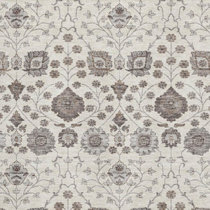 HomeRoots 10' X 14' Floral Area Rug – Ivory, Brown & Gray Design with Stain Resistance & UV Protection Features 687011