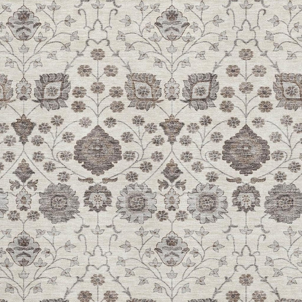 HomeRoots 10' X 14' Floral Area Rug – Ivory, Brown & Gray Design with Stain Resistance & UV Protection Features 687011