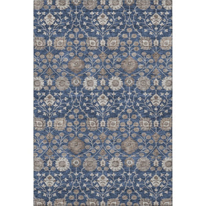 HomeRoots 5' X 8' Navy Blue Floral Area Rug - Stain-Resistant, UV Protected, Stylish & Durable for Family Homes 687013