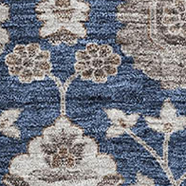 HomeRoots 8' X 10' Elegant Navy Blue Brown Beige Floral Area Rug - Washable, UV Protected, Stain Resistant! 687015