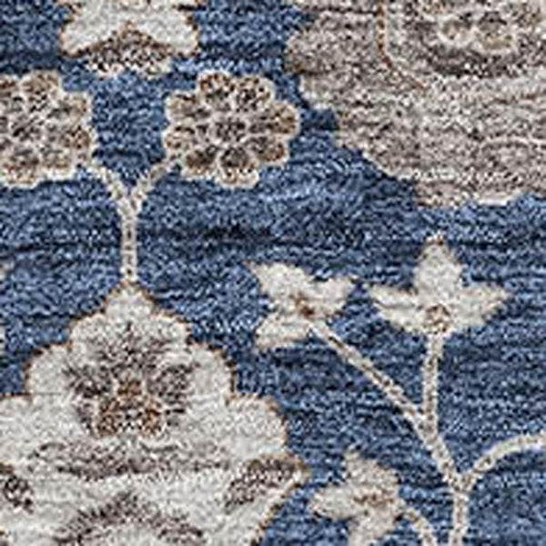 HomeRoots 10' Floral Area Rug in Navy Blue, Brown & Beige - Washable, UV Resistant, Perfect for High-Traffic Spaces 687017