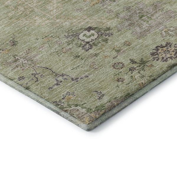 HomeRoots 8' X 10' Elegant Artichoke Green Floral Area Rug - Washable, UV Protection, Stain Resistant & Stylish! 687027