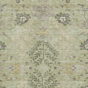 HomeRoots 8' X 10' Elegant Artichoke Green Floral Area Rug - Washable, UV Protection, Stain Resistant & Stylish! 687027