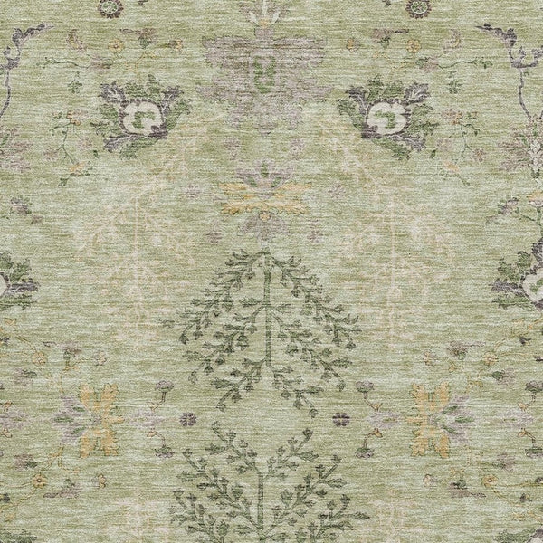 HomeRoots 8' X 10' Elegant Artichoke Green Floral Area Rug - Washable, UV Protection, Stain Resistant & Stylish! 687027