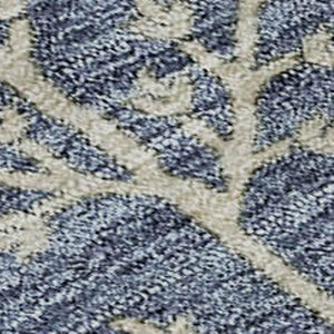 HomeRoots 9' X 12' Elegant Floral Washable Area Rug in Blue Beige & Gray - UV Protected for Homes with Kids & Pets 687034