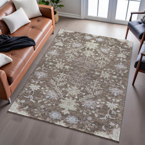 HomeRoots 9' X 12' Floral Area Rug – Washable, UV-Protected, Stain-Resistant, Perfect for High-Traffic Homes! 687040