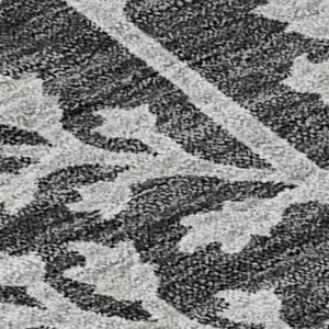HomeRoots 9' X 12' Charcoal Gray Floral Area Rug - Washable, UV Protected, Elegant Design for High-Traffic Spaces 687046