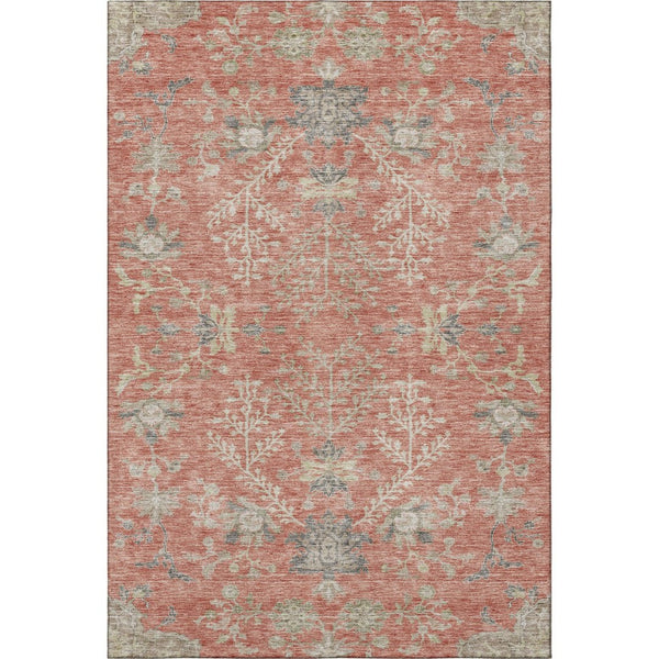 HomeRoots 5' X 8' Timeless Coral Beige Floral Area Rug - Washable, UV Protected, Durable & Stylish Home Accent 687049