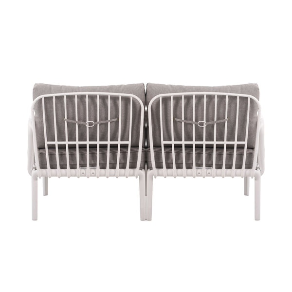 English Elm Christopher Knight Home® - 3 Piece Patio Conversation Set with Deep Seating Loveseat and Square Glass Coffee Table, Waterproof Cushions, Modern Outdoor Patio Furniture for Porch and Balcony (Seats 2, Heavy-Duty 400lb Capacity) White+gray N780P199459W