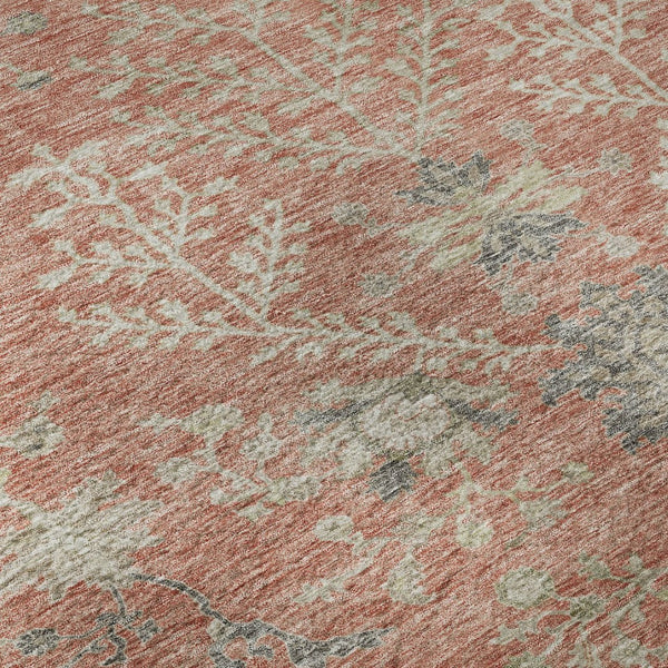HomeRoots 8' Coral Beige and Taupe Floral Round Rug – Washable, UV-Protected, Stain-Resistant for Every Space 687050