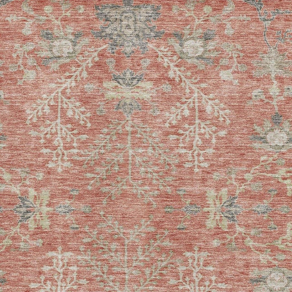 HomeRoots 8' X 10' Coral Beige Taupe Floral Area Rug – Washable, Stain-Resistant, UV Protected & Durable Design 687051