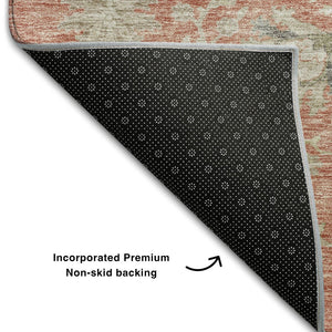 HomeRoots 10' X 14' Coral Beige Taupe Floral Rug - Washable, UV Protected, Pet-Friendly & Stain Resistant! 687053