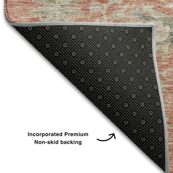 HomeRoots 10' X 14' Coral Beige Taupe Floral Rug - Washable, UV Protected, Pet-Friendly & Stain Resistant! 687053