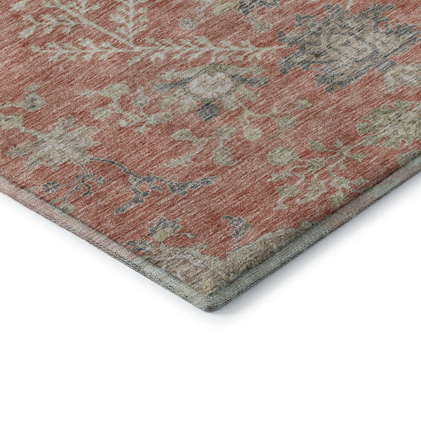 HomeRoots 10' X 14' Coral Beige Taupe Floral Rug - Washable, UV Protected, Pet-Friendly & Stain Resistant! 687053