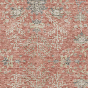 HomeRoots 10' X 14' Coral Beige Taupe Floral Rug - Washable, UV Protected, Pet-Friendly & Stain Resistant! 687053