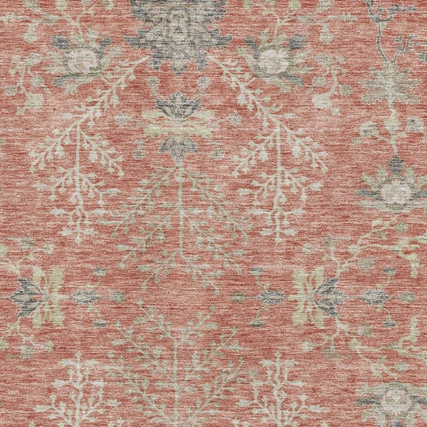 HomeRoots 10' X 14' Coral Beige Taupe Floral Rug - Washable, UV Protected, Pet-Friendly & Stain Resistant! 687053