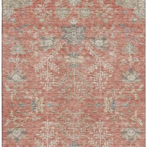 HomeRoots 10' X 14' Coral Beige Taupe Floral Rug - Washable, UV Protected, Pet-Friendly & Stain Resistant! 687053