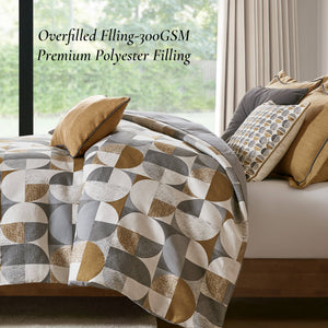 English Elm 9 King Jacquard Oversized Duvet Comforter Set with Shams & Decorative Pillows – Luxurious Bedding Ensemble Gold 23.23 L x 19.68 W x 16.93 H B035P319228