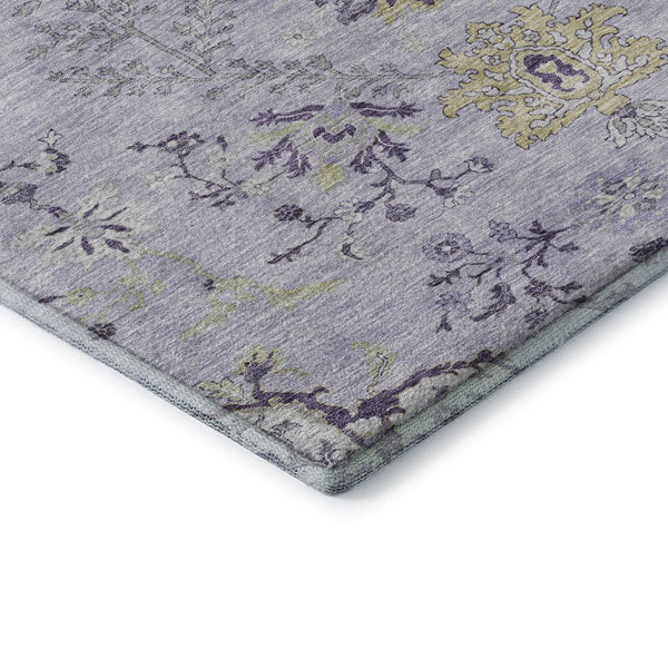 HomeRoots 8' X 10' Elegant Lavender Gray & Gold Floral Washable Area Rug with UV Protection for Homes 687063