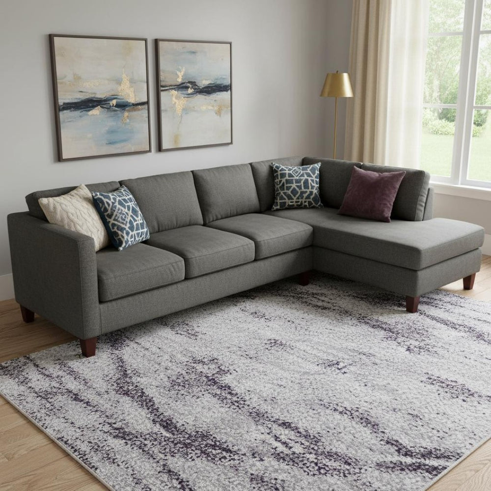 HomeRoots 9' X 12' Stylish Lavender Gray & Gold Floral Area Rug - UV-Protected, Stain-Resistant & Easy Care 687064
