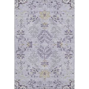 HomeRoots 10' X 14' Elegant Lavender Gray and Gold Floral Area Rug - Washable, UV Protected, Durable Design 687065