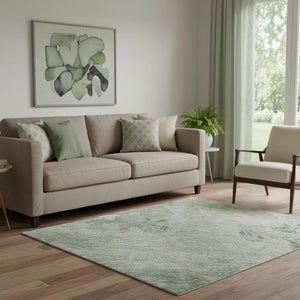 HomeRoots 5' X 8' Aqua and Wheat Abstract Washable Area Rug - UV Resistant, Stain-Proof for Modern Living Spaces 687073