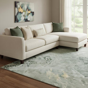 HomeRoots 8' X 10' Aqua And Wheat Abstract Area Rug - Stylish, Washable, UV-Resistant for Busy Homes & Pets! 687075