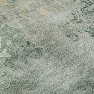 HomeRoots 9' X 12' Aqua & Wheat Abstract Area Rug - Washable, UV-Protected, Stylish & Durable for Every Space 687076