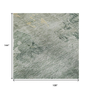 HomeRoots 9' X 12' Aqua & Wheat Abstract Area Rug - Washable, UV-Protected, Stylish & Durable for Every Space 687076