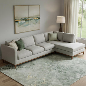 HomeRoots 9' X 12' Aqua & Wheat Abstract Area Rug - Washable, UV-Protected, Stylish & Durable for Every Space 687076