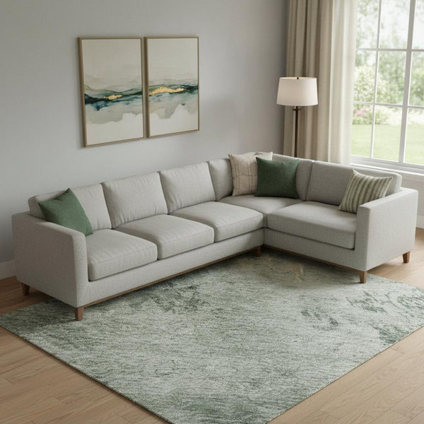 HomeRoots 10' X 14' Aqua and Wheat Abstract Area Rug - Stylish, Washable, UV-Protected for Busy Homes! 687077