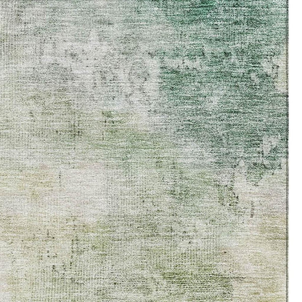 HomeRoots 10' X 14' Artichoke Green & Beige Abstract Area Rug - Washable, UV Protected & Ideal for Busy Homes 687083