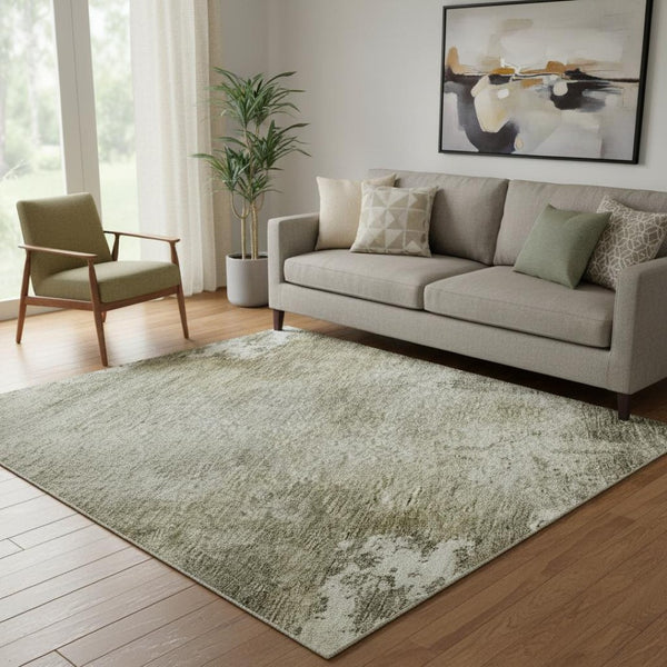 HomeRoots 5' X 8' Abstract Washable Area Rug in Wheat, Ivory & Taupe - UV Protected, Soft & Stain-Resistant 687085