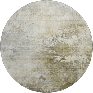 HomeRoots 8' Wheat Ivory and Taupe Abstract Round Rug - Washable, UV-Protected, Stain-Resistant, Stylish Decor 687086