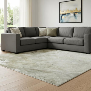 HomeRoots 8' X 10' Washable Abstract Area Rug in Wheat, Ivory, and Taupe - UV Protected, Stylish & Durable! 687087