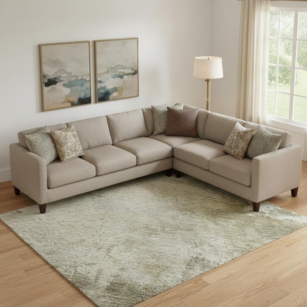 HomeRoots 10' Abstract Area Rug in Wheat, Ivory & Taupe - Washable, UV Protected, Perfect for High-Traffic Spaces 687089