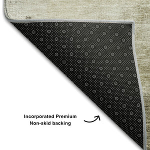 HomeRoots 10' Abstract Area Rug in Wheat, Ivory & Taupe - Washable, UV Protected, Perfect for High-Traffic Spaces 687089