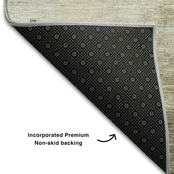 HomeRoots 10' Abstract Area Rug in Wheat, Ivory & Taupe - Washable, UV Protected, Perfect for High-Traffic Spaces 687089