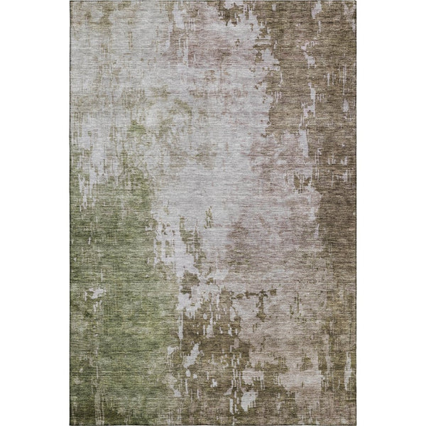 HomeRoots 8' X 10' Contemporary Abstract Washable Area Rug in Brown, Beige & Green – UV Protected & Durable! 687093
