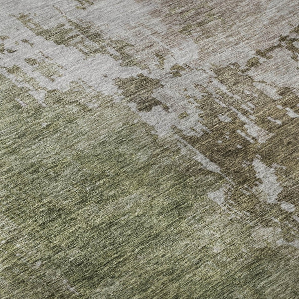 HomeRoots 8' X 10' Contemporary Abstract Washable Area Rug in Brown, Beige & Green – UV Protected & Durable! 687093