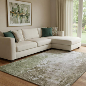 HomeRoots 8' X 10' Contemporary Abstract Washable Area Rug in Brown, Beige & Green – UV Protected & Durable! 687093