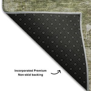 HomeRoots 9' X 12' Abstract Washable Area Rug in Brown, Beige & Green – UV Resistant, Durable & Stylish! 687094
