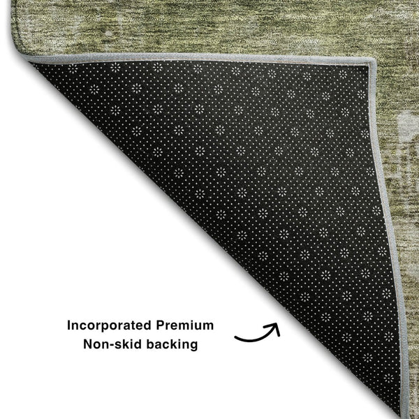 HomeRoots 9' X 12' Abstract Washable Area Rug in Brown, Beige & Green – UV Resistant, Durable & Stylish! 687094